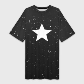 Платье-футболка 3D с принтом Super Star в Тюмени,  |  | black | milk | блэк | брызги | звезда | милк | текстура | узор