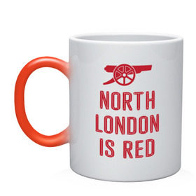 Кружка хамелеон с принтом North London is Red в Тюмени, керамика | меняет цвет при нагревании, емкость 330 мл | Тематика изображения на принте: arsenal | football | арсенал | лондон | спорт | футбол