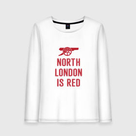 Женский лонгслив хлопок с принтом North London is Red в Тюмени, 100% хлопок |  | arsenal | football | арсенал | лондон | спорт | футбол