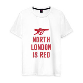 Мужская футболка хлопок с принтом North London is Red в Тюмени, 100% хлопок | прямой крой, круглый вырез горловины, длина до линии бедер, слегка спущенное плечо. | Тематика изображения на принте: arsenal | football | арсенал | лондон | спорт | футбол