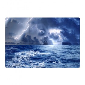 Магнитный плакат 3Х2 с принтом Шторм в Тюмени, Полимерный материал с магнитным слоем | 6 деталей размером 9*9 см | брызги | буря | вода | волны | гроза | капли | красивое | молния | море | непогода | океан | природа | синее | стихия | тучи