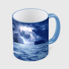 Кружка 3D с принтом Шторм в Тюмени, керамика | ёмкость 330 мл | брызги | буря | вода | волны | гроза | капли | красивое | молния | море | непогода | океан | природа | синее | стихия | тучи