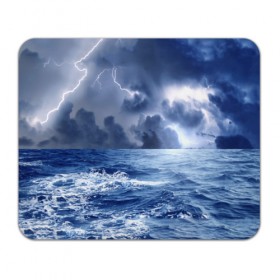 Коврик прямоугольный с принтом Шторм в Тюмени, натуральный каучук | размер 230 х 185 мм; запечатка лицевой стороны | Тематика изображения на принте: брызги | буря | вода | волны | гроза | капли | красивое | молния | море | непогода | океан | природа | синее | стихия | тучи