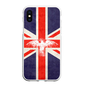 Чехол для iPhone XS Max матовый с принтом Флаг Англии с белым орлом в Тюмени, Силикон | Область печати: задняя сторона чехла, без боковых панелей | london | англия | белый | брызги | великобритания | империя | клякса | крылья | лондон | необычный | объеденное королевство | орел | птица | символ | сокол | туманный альбион | флаг