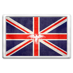 Магнит 45*70 с принтом Флаг Англии с белым орлом в Тюмени, Пластик | Размер: 78*52 мм; Размер печати: 70*45 | london | англия | белый | брызги | великобритания | империя | клякса | крылья | лондон | необычный | объеденное королевство | орел | птица | символ | сокол | туманный альбион | флаг