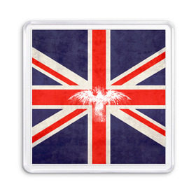 Магнит 55*55 с принтом Флаг Англии с белым орлом в Тюмени, Пластик | Размер: 65*65 мм; Размер печати: 55*55 мм | london | англия | белый | брызги | великобритания | империя | клякса | крылья | лондон | необычный | объеденное королевство | орел | птица | символ | сокол | туманный альбион | флаг
