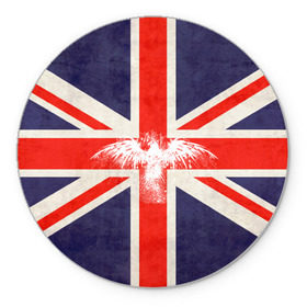 Коврик круглый с принтом Флаг Англии с белым орлом в Тюмени, резина и полиэстер | круглая форма, изображение наносится на всю лицевую часть | london | англия | белый | брызги | великобритания | империя | клякса | крылья | лондон | необычный | объеденное королевство | орел | птица | символ | сокол | туманный альбион | флаг