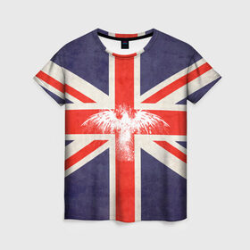 Женская футболка 3D с принтом Флаг Англии с белым орлом в Тюмени, 100% полиэфир ( синтетическое хлопкоподобное полотно) | прямой крой, круглый вырез горловины, длина до линии бедер | london | англия | белый | брызги | великобритания | империя | клякса | крылья | лондон | необычный | объеденное королевство | орел | птица | символ | сокол | туманный альбион | флаг