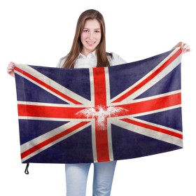 Флаг 3D с принтом Флаг Англии с белым орлом в Тюмени, 100% полиэстер | плотность ткани — 95 г/м2, размер — 67 х 109 см. Принт наносится с одной стороны | london | англия | белый | брызги | великобритания | империя | клякса | крылья | лондон | необычный | объеденное королевство | орел | птица | символ | сокол | туманный альбион | флаг