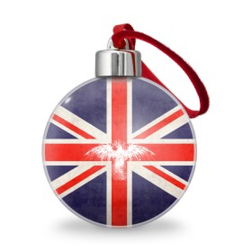 Ёлочный шар с принтом Флаг Англии с белым орлом в Тюмени, Пластик | Диаметр: 77 мм | london | англия | белый | брызги | великобритания | империя | клякса | крылья | лондон | необычный | объеденное королевство | орел | птица | символ | сокол | туманный альбион | флаг
