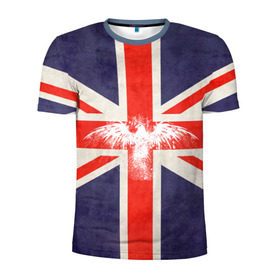 Мужская футболка 3D спортивная с принтом Флаг Англии с белым орлом в Тюмени, 100% полиэстер с улучшенными характеристиками | приталенный силуэт, круглая горловина, широкие плечи, сужается к линии бедра | Тематика изображения на принте: london | англия | белый | брызги | великобритания | империя | клякса | крылья | лондон | необычный | объеденное королевство | орел | птица | символ | сокол | туманный альбион | флаг