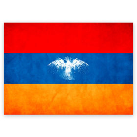 Поздравительная открытка с принтом Флаг Армении с белым орлом в Тюмени, 100% бумага | плотность бумаги 280 г/м2, матовая, на обратной стороне линовка и место для марки
 | айастан | армения | белый | босеан | брызги | ереван | знамя | империя | клякса | крылья | кумач | необычный | орел | пойс | птица | символ | сокол | стяг | флаг | хайастан | штандарт