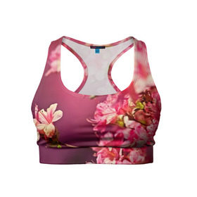 Женский спортивный топ 3D с принтом Сакура в Тюмени, 82% полиэстер, 18% спандекс Ткань безопасна для здоровья, позволяет коже дышать, не мнется и не растягивается |  | 3d | flower | nature | pink | sakura | весна | деревья | природа | розовый | сакура | цветы | япония