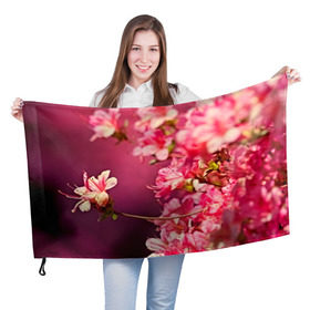Флаг 3D с принтом Сакура в Тюмени, 100% полиэстер | плотность ткани — 95 г/м2, размер — 67 х 109 см. Принт наносится с одной стороны | 3d | flower | nature | pink | sakura | весна | деревья | природа | розовый | сакура | цветы | япония