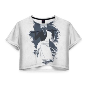 Женская футболка 3D укороченная с принтом Gintama в Тюмени, 100% полиэстер | круглая горловина, длина футболки до линии талии, рукава с отворотами | gintama | gintoki | sakata | гинтама | гинтоки | саката