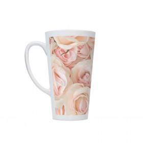 Кружка Латте с принтом Pink roses в Тюмени, Белая керамика | Объем 480 мл; Высота 150 мм; Диаметр 90 мм | розовый | розы