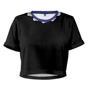 Женская футболка 3D укороченная с принтом Bones в Тюмени, 100% полиэстер | круглая горловина, длина футболки до линии талии, рукава с отворотами | sesh | th@ kid | элмо кеннеди оконнор