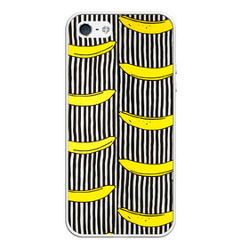 Чехол для iPhone 5/5S матовый с принтом Бананы на Полосатом Фоне в Тюмени, Силикон | Область печати: задняя сторона чехла, без боковых панелей | банана | бананчик | вкусный | желтый | спелый | фрукт