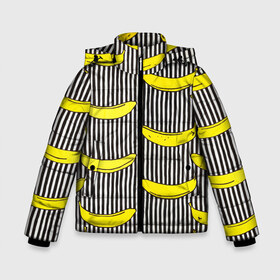 Зимняя куртка для мальчиков 3D с принтом Бананы на Полосатом Фоне в Тюмени, ткань верха — 100% полиэстер; подклад — 100% полиэстер, утеплитель — 100% полиэстер | длина ниже бедра, удлиненная спинка, воротник стойка и отстегивающийся капюшон. Есть боковые карманы с листочкой на кнопках, утяжки по низу изделия и внутренний карман на молнии. 

Предусмотрены светоотражающий принт на спинке, радужный светоотражающий элемент на пуллере молнии и на резинке для утяжки | банана | бананчик | вкусный | желтый | спелый | фрукт