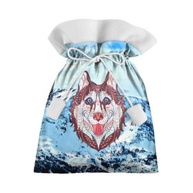 Подарочный 3D мешок с принтом Хаски в Тюмени, 100% полиэстер | Размер: 29*39 см | at | bowwow | dog | hound | pooch | арт | гончая | гончая собака | горы | деревья | лес | снег | собака | хаски | холод