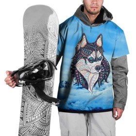 Накидка на куртку 3D с принтом Siberian Husky в Тюмени, 100% полиэстер |  | at | bowwow | dog | hound | pooch | арт | гончая | гончая собака | горы | деревья | лес | снег | собака | хаски | холод