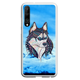 Чехол для Honor P30 с принтом Siberian Husky в Тюмени, Силикон | Область печати: задняя сторона чехла, без боковых панелей | Тематика изображения на принте: at | bowwow | dog | hound | pooch | арт | гончая | гончая собака | горы | деревья | лес | снег | собака | хаски | холод