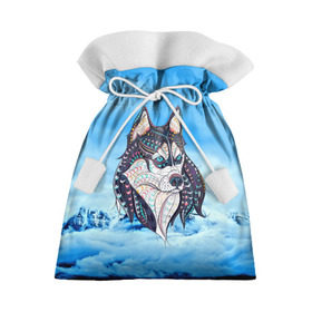 Подарочный 3D мешок с принтом Siberian Husky в Тюмени, 100% полиэстер | Размер: 29*39 см | at | bowwow | dog | hound | pooch | арт | гончая | гончая собака | горы | деревья | лес | снег | собака | хаски | холод