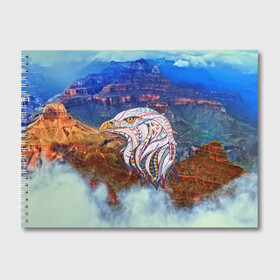 Альбом для рисования с принтом eagle в Тюмени, 100% бумага
 | матовая бумага, плотность 200 мг. | aquila | bird | eagle | orel | usa | америка | арт | горы | каньон | небо | облака | орел | птицы | ястреб