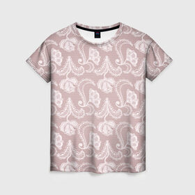 Женская футболка 3D с принтом Кружева в Тюмени, 100% полиэфир ( синтетическое хлопкоподобное полотно) | прямой крой, круглый вырез горловины, длина до линии бедер | lace | кружева | кружево | нежность | узор | цветы