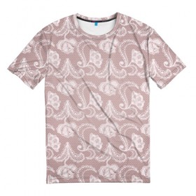 Мужская футболка 3D с принтом Кружева в Тюмени, 100% полиэфир | прямой крой, круглый вырез горловины, длина до линии бедер | lace | кружева | кружево | нежность | узор | цветы