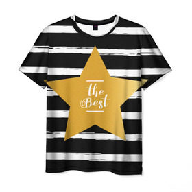 Мужская футболка 3D с принтом The best в Тюмени, 100% полиэфир | прямой крой, круглый вырез горловины, длина до линии бедер | Тематика изображения на принте: best | gold | line | star | геометрия | звезда | золото | линия | лучшая | лучший | полоса