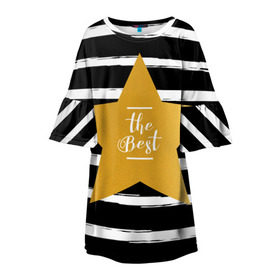 Детское платье 3D с принтом The best в Тюмени, 100% полиэстер | прямой силуэт, чуть расширенный к низу. Круглая горловина, на рукавах — воланы | best | gold | line | star | геометрия | звезда | золото | линия | лучшая | лучший | полоса