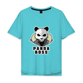 Мужская футболка хлопок Oversize с принтом Panda Boss в Тюмени, 100% хлопок | свободный крой, круглый ворот, “спинка” длиннее передней части | Тематика изображения на принте: банда | большой | босс | важный | главарь | главный | директор | крутой | круче всех | лидер | мех | панда | россия | русский | самый | супер | трубка | шуба