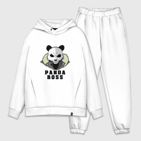 Мужской костюм хлопок OVERSIZE с принтом Panda Boss в Тюмени,  |  | банда | большой | босс | важный | главарь | главный | директор | крутой | круче всех | лидер | мех | панда | россия | русский | самый | супер | трубка | шуба