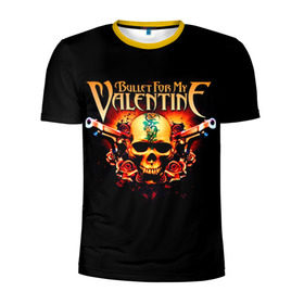 Мужская футболка 3D спортивная с принтом Bullet For My Valentine в Тюмени, 100% полиэстер с улучшенными характеристиками | приталенный силуэт, круглая горловина, широкие плечи, сужается к линии бедра | bullet for my valentine | пуля для моей возлюбленной