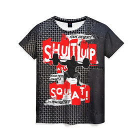 Женская футболка 3D с принтом Powerlifting shut up and squat в Тюмени, 100% полиэфир ( синтетическое хлопкоподобное полотно) | прямой крой, круглый вырез горловины, длина до линии бедер | powerlifting | shut up and squat | пауэрлифтинг
