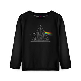 Детский лонгслив 3D с принтом Pink Floyd Make Rainbow в Тюмени, 100% полиэстер | длинные рукава, круглый вырез горловины, полуприлегающий силуэт
 | англия | басы | британия | гитара | группа | логотип | музыка | песни | пинк флойд | призма | радуга | рок | свет