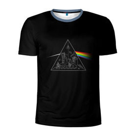 Мужская футболка 3D спортивная с принтом Pink Floyd Make Rainbow в Тюмени, 100% полиэстер с улучшенными характеристиками | приталенный силуэт, круглая горловина, широкие плечи, сужается к линии бедра | англия | басы | британия | гитара | группа | логотип | музыка | песни | пинк флойд | призма | радуга | рок | свет