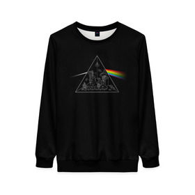 Женский свитшот 3D с принтом Pink Floyd Make Rainbow в Тюмени, 100% полиэстер с мягким внутренним слоем | круглый вырез горловины, мягкая резинка на манжетах и поясе, свободная посадка по фигуре | англия | басы | британия | гитара | группа | логотип | музыка | песни | пинк флойд | призма | радуга | рок | свет