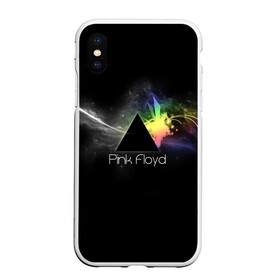 Чехол для iPhone XS Max матовый с принтом Pink Floyd Logo в Тюмени, Силикон | Область печати: задняя сторона чехла, без боковых панелей | англия | басы | британия | гитара | группа | дым | космос | логотип | музыка | песни | пинк флойд | призма | радуга | рок | свет