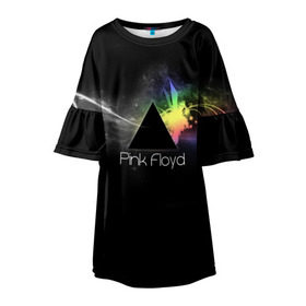 Детское платье 3D с принтом Pink Floyd Logo в Тюмени, 100% полиэстер | прямой силуэт, чуть расширенный к низу. Круглая горловина, на рукавах — воланы | англия | басы | британия | гитара | группа | дым | космос | логотип | музыка | песни | пинк флойд | призма | радуга | рок | свет