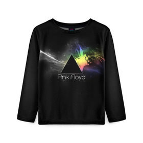 Детский лонгслив 3D с принтом Pink Floyd Logo в Тюмени, 100% полиэстер | длинные рукава, круглый вырез горловины, полуприлегающий силуэт
 | англия | басы | британия | гитара | группа | дым | космос | логотип | музыка | песни | пинк флойд | призма | радуга | рок | свет