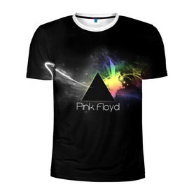 Мужская футболка 3D спортивная с принтом Pink Floyd Logo в Тюмени, 100% полиэстер с улучшенными характеристиками | приталенный силуэт, круглая горловина, широкие плечи, сужается к линии бедра | англия | басы | британия | гитара | группа | дым | космос | логотип | музыка | песни | пинк флойд | призма | радуга | рок | свет