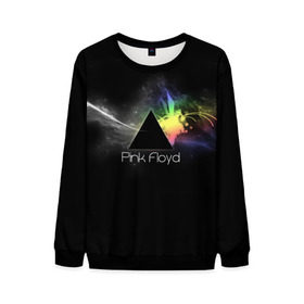 Мужской свитшот 3D с принтом Pink Floyd Logo в Тюмени, 100% полиэстер с мягким внутренним слоем | круглый вырез горловины, мягкая резинка на манжетах и поясе, свободная посадка по фигуре | Тематика изображения на принте: англия | басы | британия | гитара | группа | дым | космос | логотип | музыка | песни | пинк флойд | призма | радуга | рок | свет