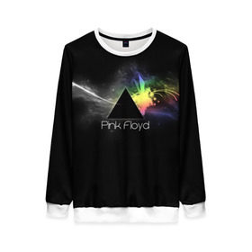 Женский свитшот 3D с принтом Pink Floyd Logo в Тюмени, 100% полиэстер с мягким внутренним слоем | круглый вырез горловины, мягкая резинка на манжетах и поясе, свободная посадка по фигуре | англия | басы | британия | гитара | группа | дым | космос | логотип | музыка | песни | пинк флойд | призма | радуга | рок | свет