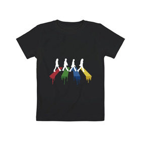 Детская футболка хлопок с принтом Beatles Color в Тюмени, 100% хлопок | круглый вырез горловины, полуприлегающий силуэт, длина до линии бедер | beatles | music | rock | битлз | краски | леннон | маккартни | музыка | переход | рок | старр | харрисон | цвет