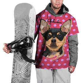 Накидка на куртку 3D с принтом Чихуахуа в Тюмени, 100% полиэстер |  | Тематика изображения на принте: chihuahua | dog | арт | горошек | животное | кружочек | розовый | собака | текстура | чихуахуа