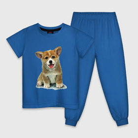 Детская пижама хлопок с принтом Коржик в Тюмени, 100% хлопок |  брюки и футболка прямого кроя, без карманов, на брюках мягкая резинка на поясе и по низу штанин
 | corgi | dog | korgi | вельш корги | дог | кардиган | корги | пемброк | собака | щенок