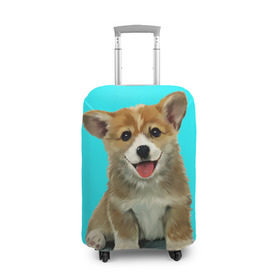 Чехол для чемодана 3D с принтом Корги в Тюмени, 86% полиэфир, 14% спандекс | двустороннее нанесение принта, прорези для ручек и колес | corgy | dog | korgi | puppy | вельш корги | кардиган | коржик | пемброк | собака | щенок