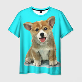 Мужская футболка 3D с принтом Корги в Тюмени, 100% полиэфир | прямой крой, круглый вырез горловины, длина до линии бедер | Тематика изображения на принте: corgy | dog | korgi | puppy | вельш корги | кардиган | коржик | пемброк | собака | щенок